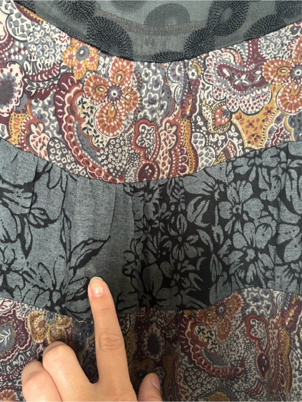Language Sheer Mesh Paisley Black Whimsigoth Top Womens Medium - Picture 9 of 10